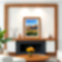 Elegant wooden frame showcasing a vibrant poster in a minimalistic setting