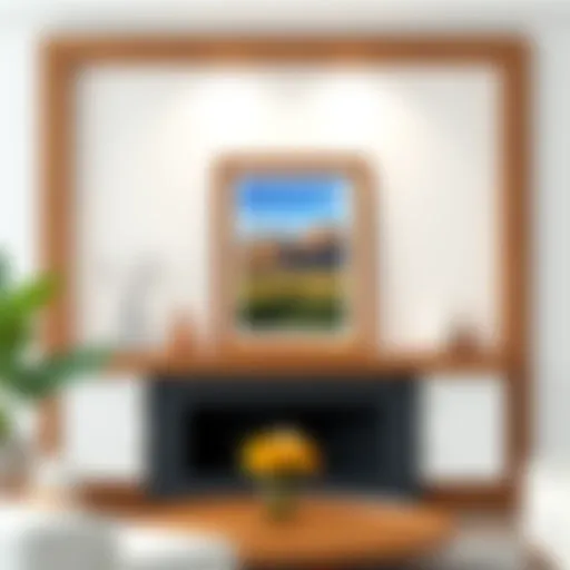 Elegant wooden frame showcasing a vibrant poster in a minimalistic setting