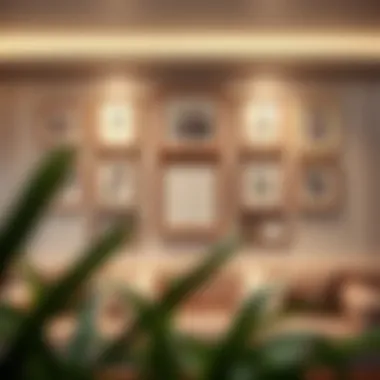 Elegant arrangement of multiple picture frames on a wall