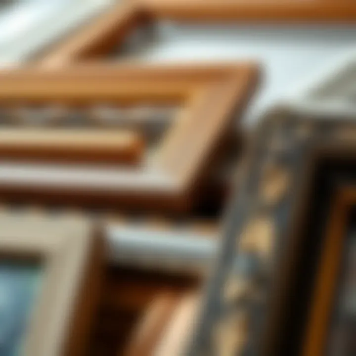 Close-up of unique materials used in a picture frame