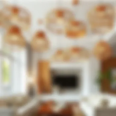 Diverse Bamboo Ceiling Mount Designs in Chic Interior Various bamboo ceiling mount designs displayed in a chic interior
