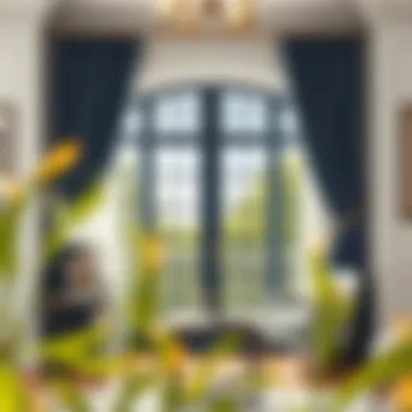 Stylish room showcasing French doors with blackout curtains