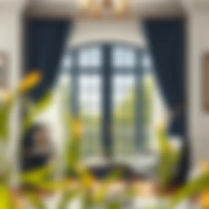 Stylish room showcasing French doors with blackout curtains