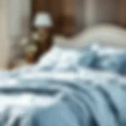 Elegant blue cotton bedspread draped across a stylish bed