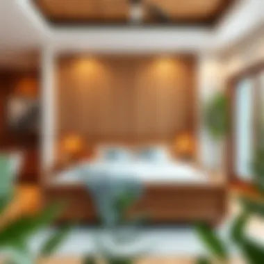 Contemporary Living with Wooden Elegance Modern interior featuring a full-size wooden bed