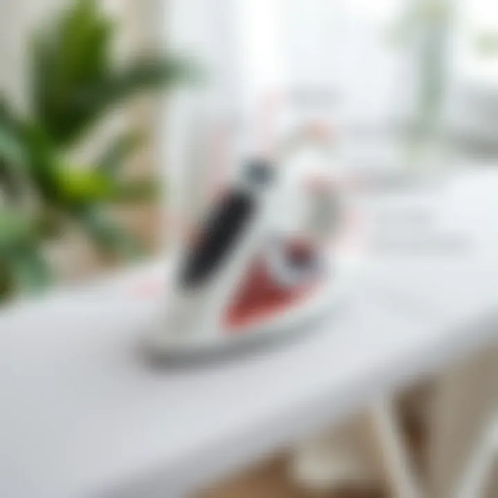 Close-up of advanced features on a modern ironing board