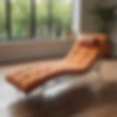 Contemporary Floor Chaise Arrangement Contemporary floor chaise arrangement in a spacious interior