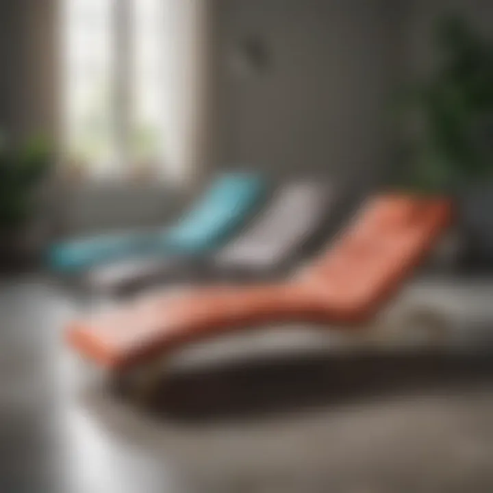 Variety of floor chaises showcasing different materials and colors