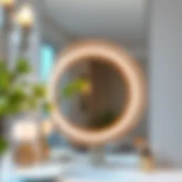 Elegant round mirror with integrated lighting