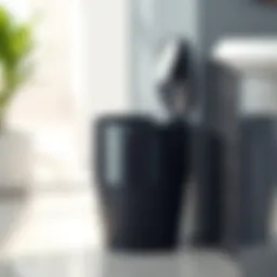 Sleek modern plastic bathroom trash can with a lid