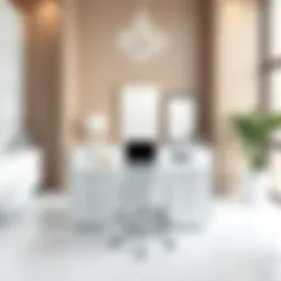 Elegant white desk in modern office space