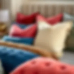 Luxurious daybed pillow collection showcasing various textures and colors