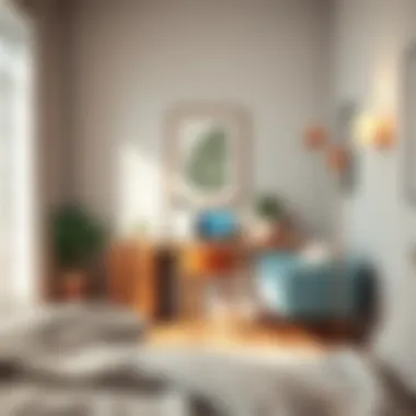 Cozy bedroom with a stylish small study desk