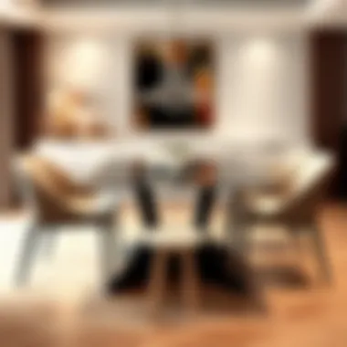 Contemporary Dining Aesthetics Contemporary dining table with modern design and four stylish chairs