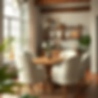 Rustic Charm in Dining Spaces Cozy dining space featuring a rustic table surrounded by four comfortable chairs