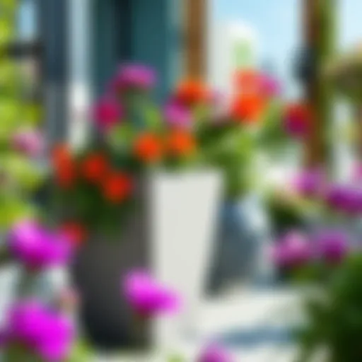 Contemporary Elevated Garden Planter Modern elevated garden planter with vibrant flowers