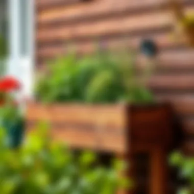 Rustic Wooden Elevated Planter Rustic wooden elevated planter filled with herbs