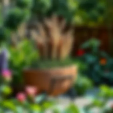 Stylish Elevated Planter in Garden Stylish elevated planter in a lush garden setting