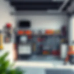 Modern garage storage solution showcasing sleek shelving and organized tools