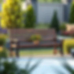 Sleek wooden backless bench positioned in a serene garden setting