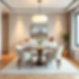 Elegant minimalist dining room set in an apartment