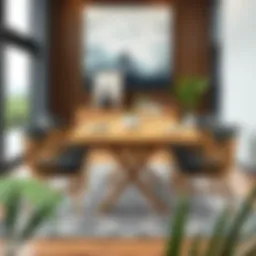 Elegant bamboo dining table set in a modern interior