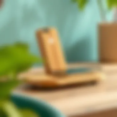 Sustainable Materials of Bamboo Charging Close-up of the sustainable materials used in the charging station