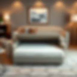 Elegant pull out couch showcasing memory foam mattress