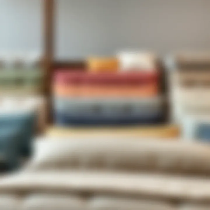 Fabric Variety: Choosing the Right Material Variety of fabric options for upholstered headboards on display