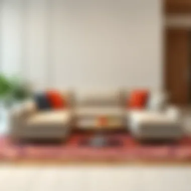 Contemporary sectional couch with unique layout and cushions