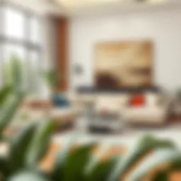 Elegant modern sectional couch in a stylish living room