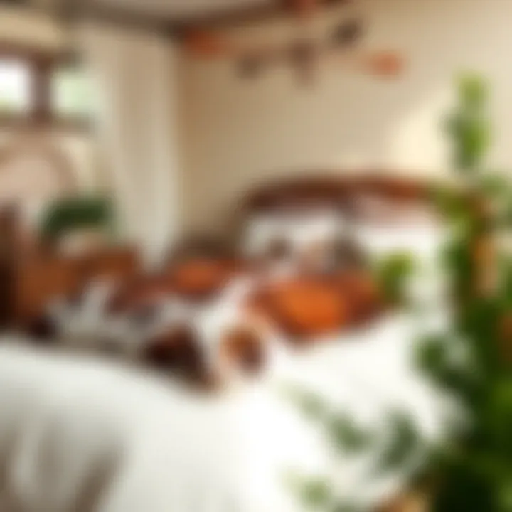 Cozy bedroom featuring cow comforter