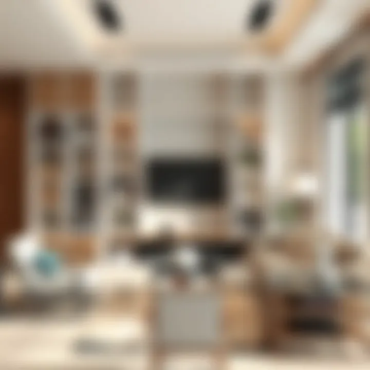 Contemporary Living Space with Cube Shelving Modern interior featuring cube shelving with doors