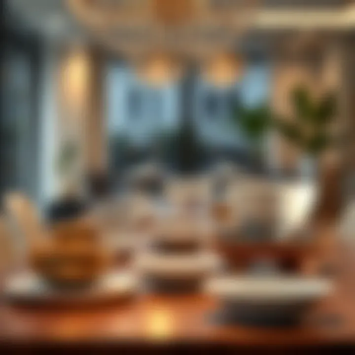 An elegant table setting featuring dish bowls in a modern dining atmosphere