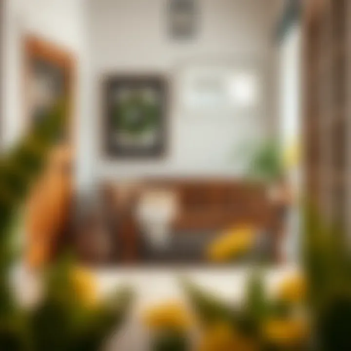 Rustic Wooden Bench Enhancing Entryway Cozy entryway with a rustic wooden bench