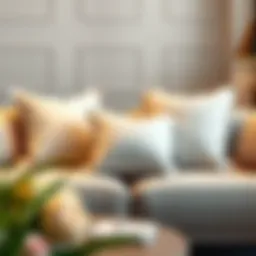 Elegant arrangement of Euro pillowcases on a modern sofa