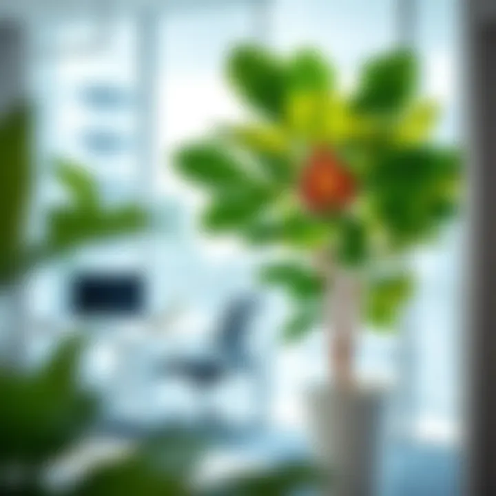 Fiddle Leaf Fig Enhancing Office Environment Fiddle leaf fig tree in a bright and airy office space