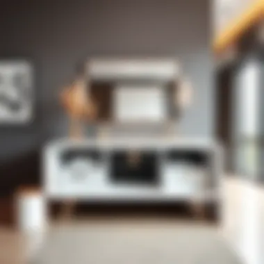 Modern 36 inch vanity desk in contemporary setting