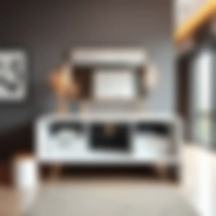 Modern 36 inch vanity desk in contemporary setting