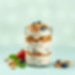 Beautifully layered overnight oats in a glass jar