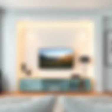 Trendy glass TV unit in a minimalistic setup