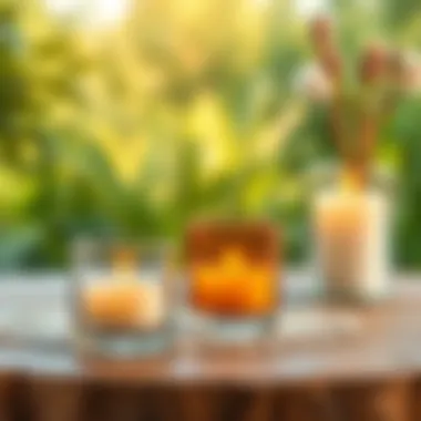 Sustainable Choices: Eco-Friendly Votive Holders Eco-friendly glass votive candle holders displayed in a natural setting