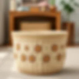 Elegant woven storage basket with decorative design