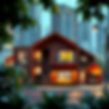 Urban setting featuring unique house-like storage solutions