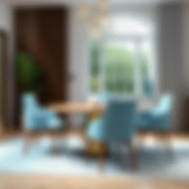 Elegant Light Blue Dining Chair Cushion in Modern Setting Elegant light blue dining chair cushion enhancing a modern dining room