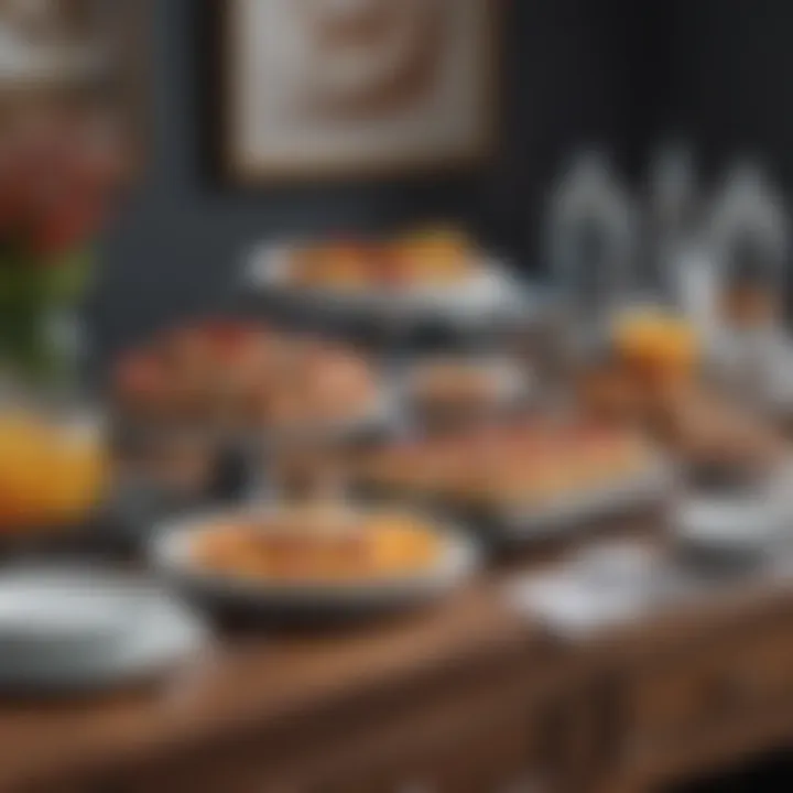 Chic buffet table displaying an assortment of tableware