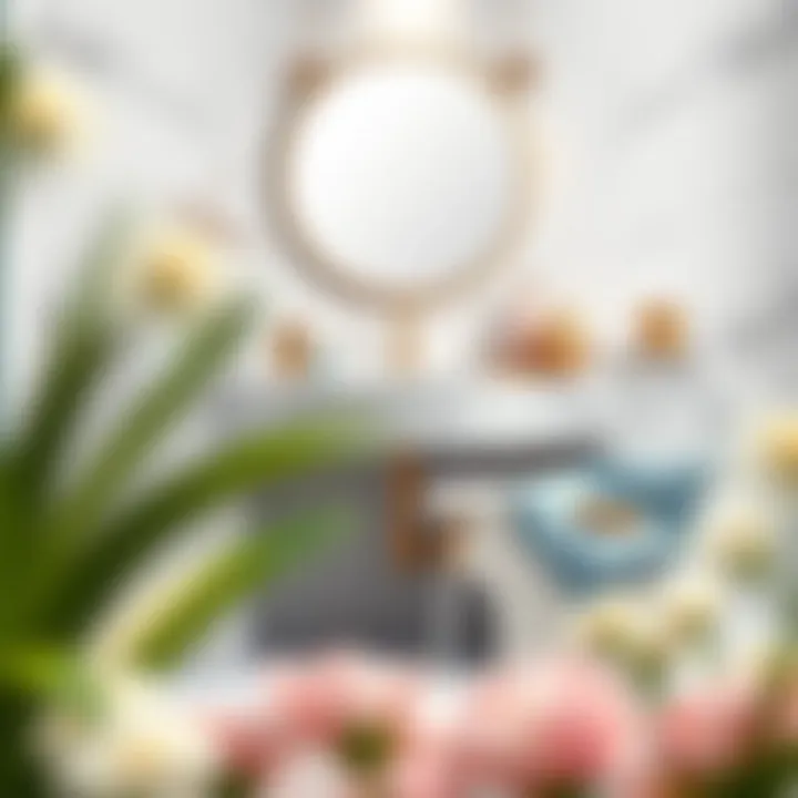 Marble vanity set with accessories and decor elements