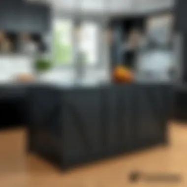 Modern Black Metal Kitchen Island Modern black metal kitchen island with decorative accents