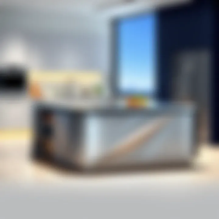 Stylish Aluminum Kitchen Island Stylish aluminum kitchen island with unique design