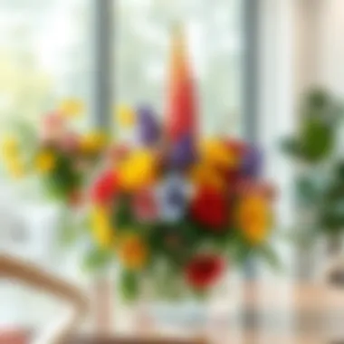 Vibrant Floral Arrangement in Clear Design Variety of colorful flowers showcased in a clear acrylic stand